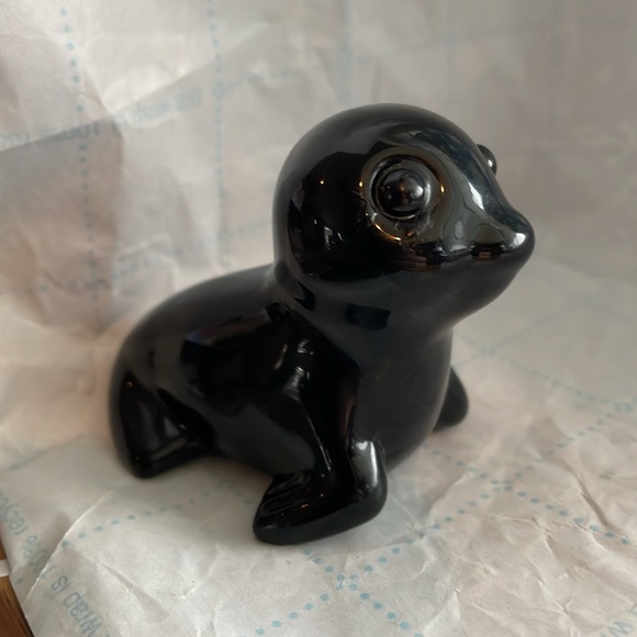 Black glass Seal figurine - Picture 6 of 7